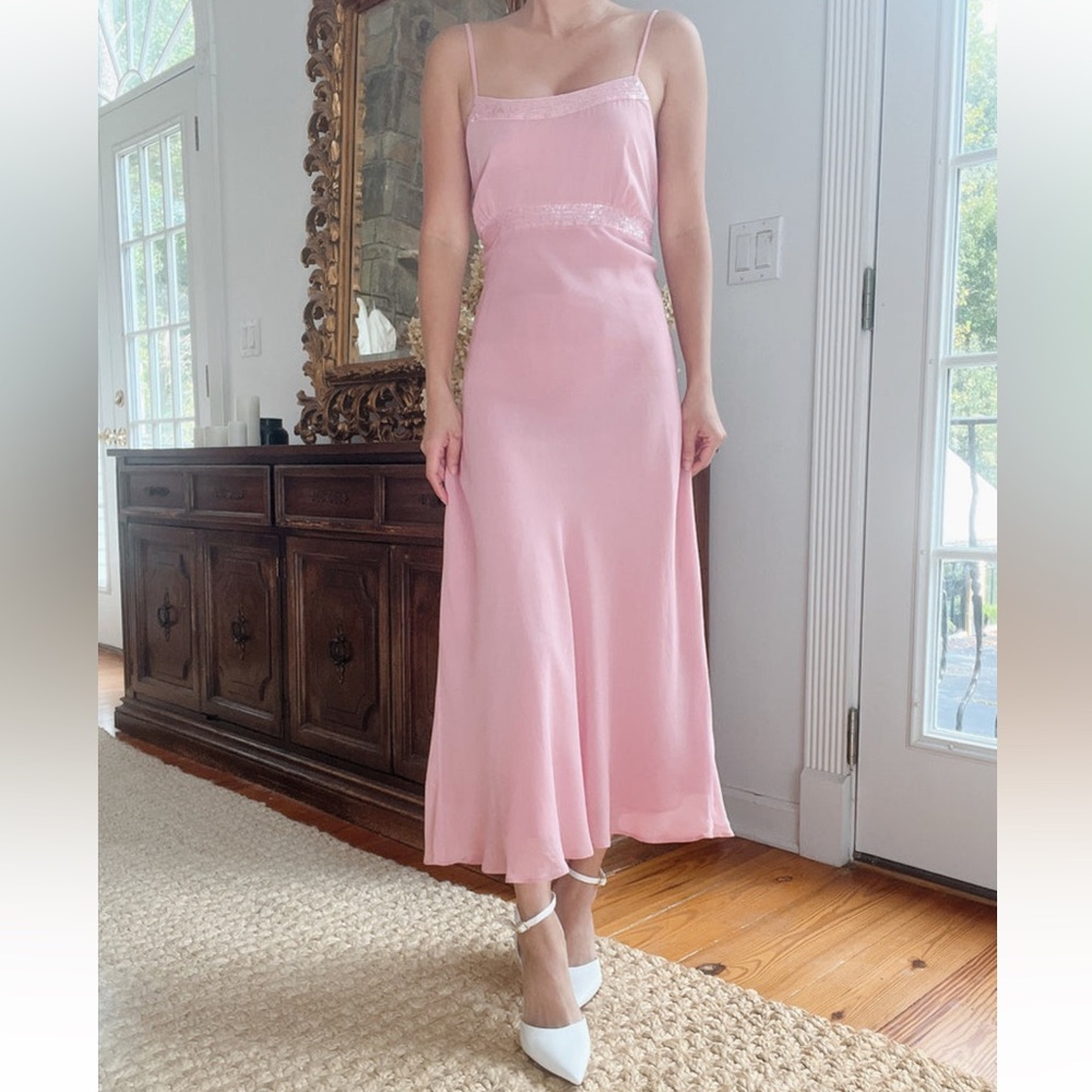 90s Y2K Casual corner sequin 100% silk slip dress US 10